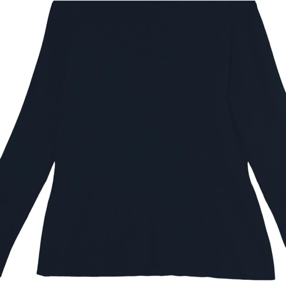 Black Knit Sweater Woman's L Long Sleeve Mock Zip Turtleneck Black Ckassic Minim